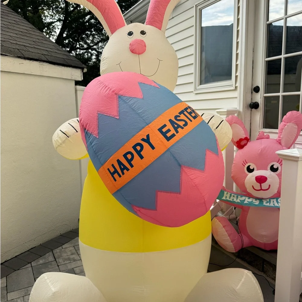 Set Of 2 Easter‎ Bunny Outdoor Inflatable Airblown 8ft & 4ft